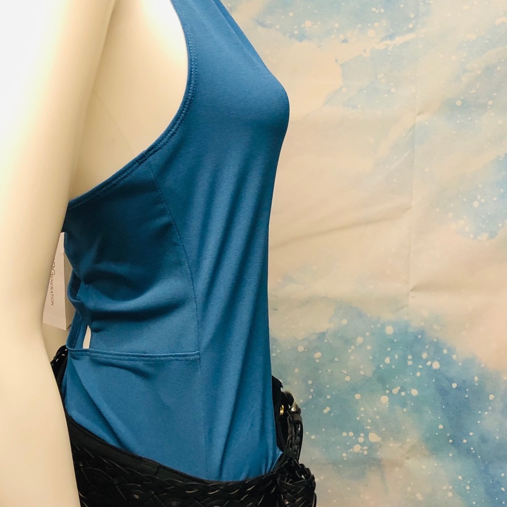 NEW BCBG SEXY HALTER TOP BODY SUIT WITH STRAPPY BACK IN BRILLIANT BLUE - Picture 9 of 16